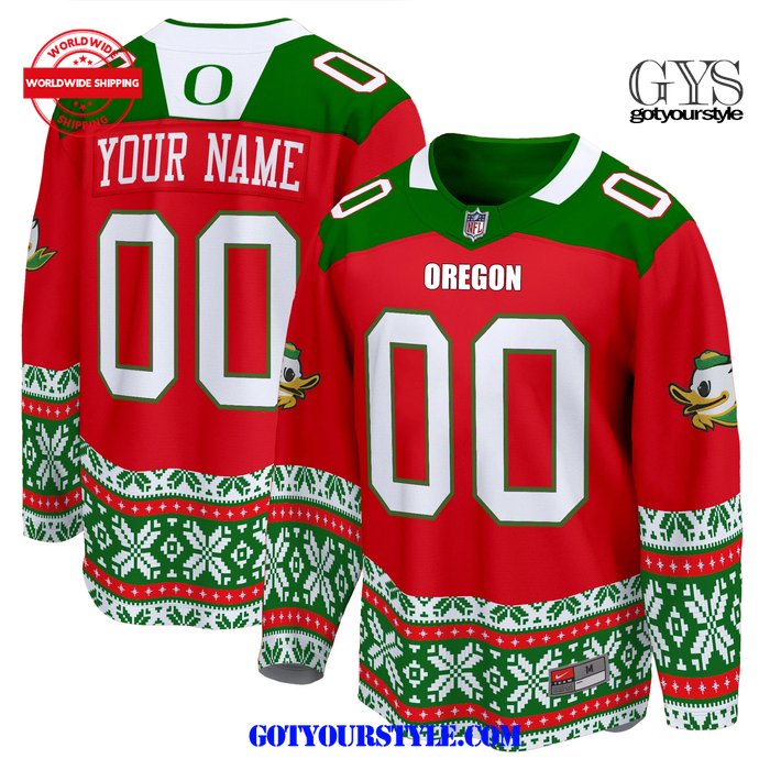 Oregon Ducks 2024 Christmas Premier Breakaway Red Jersey