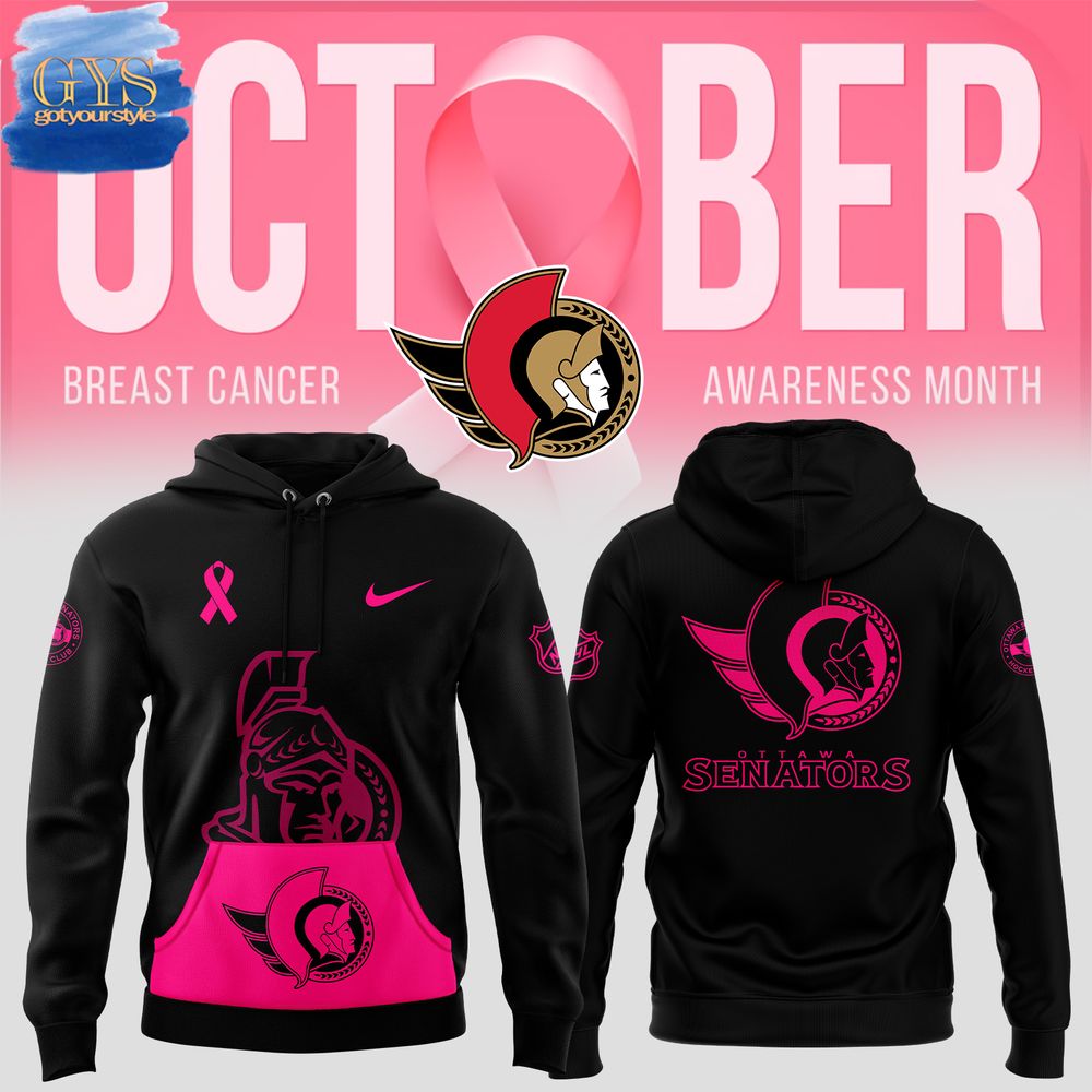 Ottawa Senators 2024 NHL Breast Cancer Awareness Month Pullover Hoodie