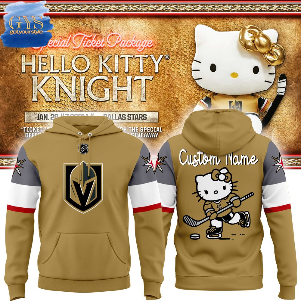 Personalization Vegas Golden Knights X Hello Kitty Hoodie