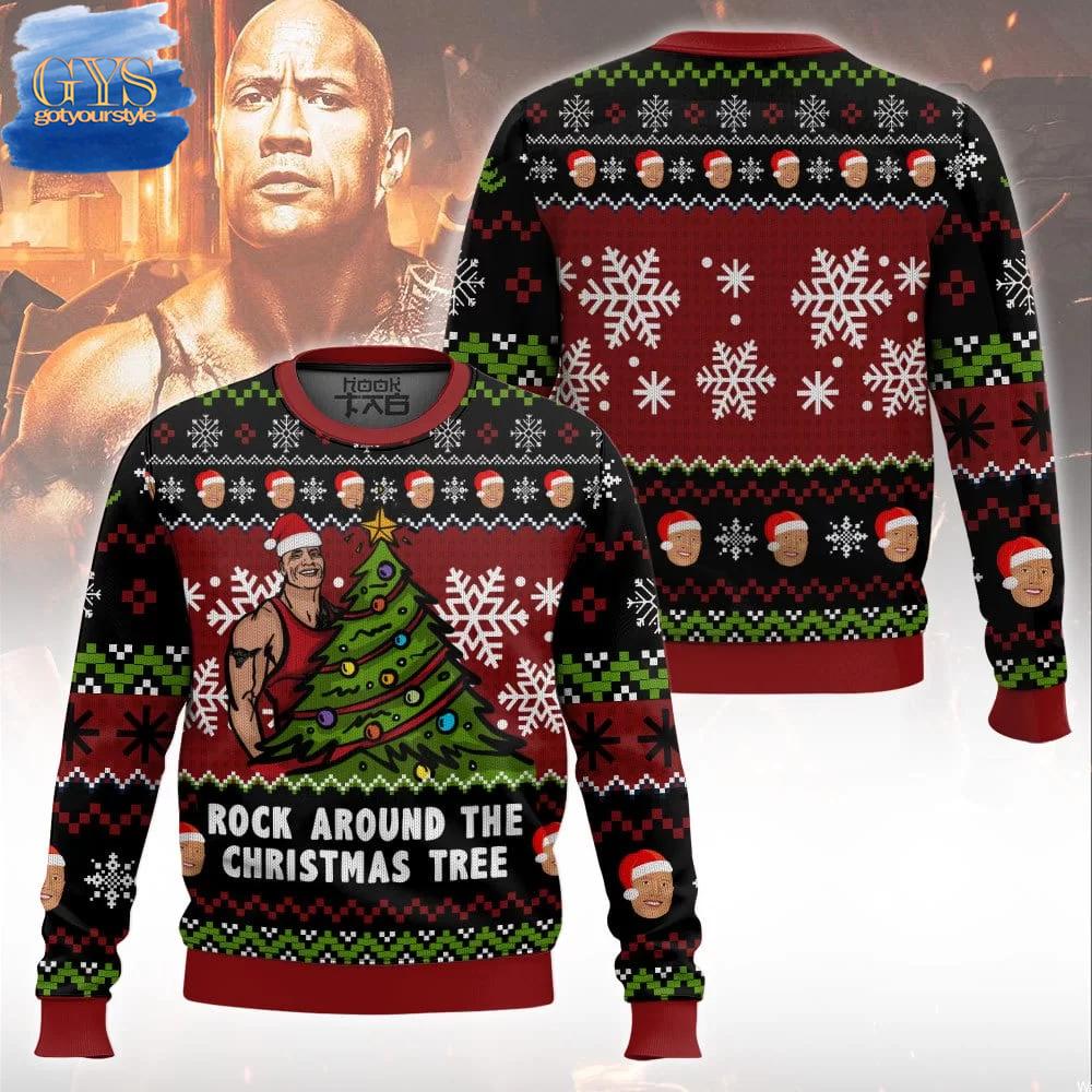 Rock Around The Christmas Tree The Rock Ugly Sweater