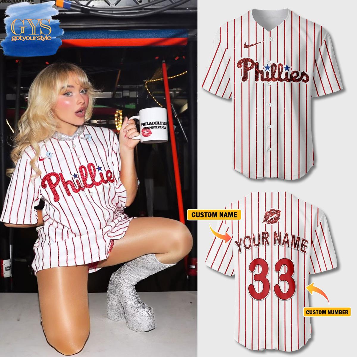 Sabrina Carpenter x Philadelphia Phillies Limited Edition Baseball Jersey