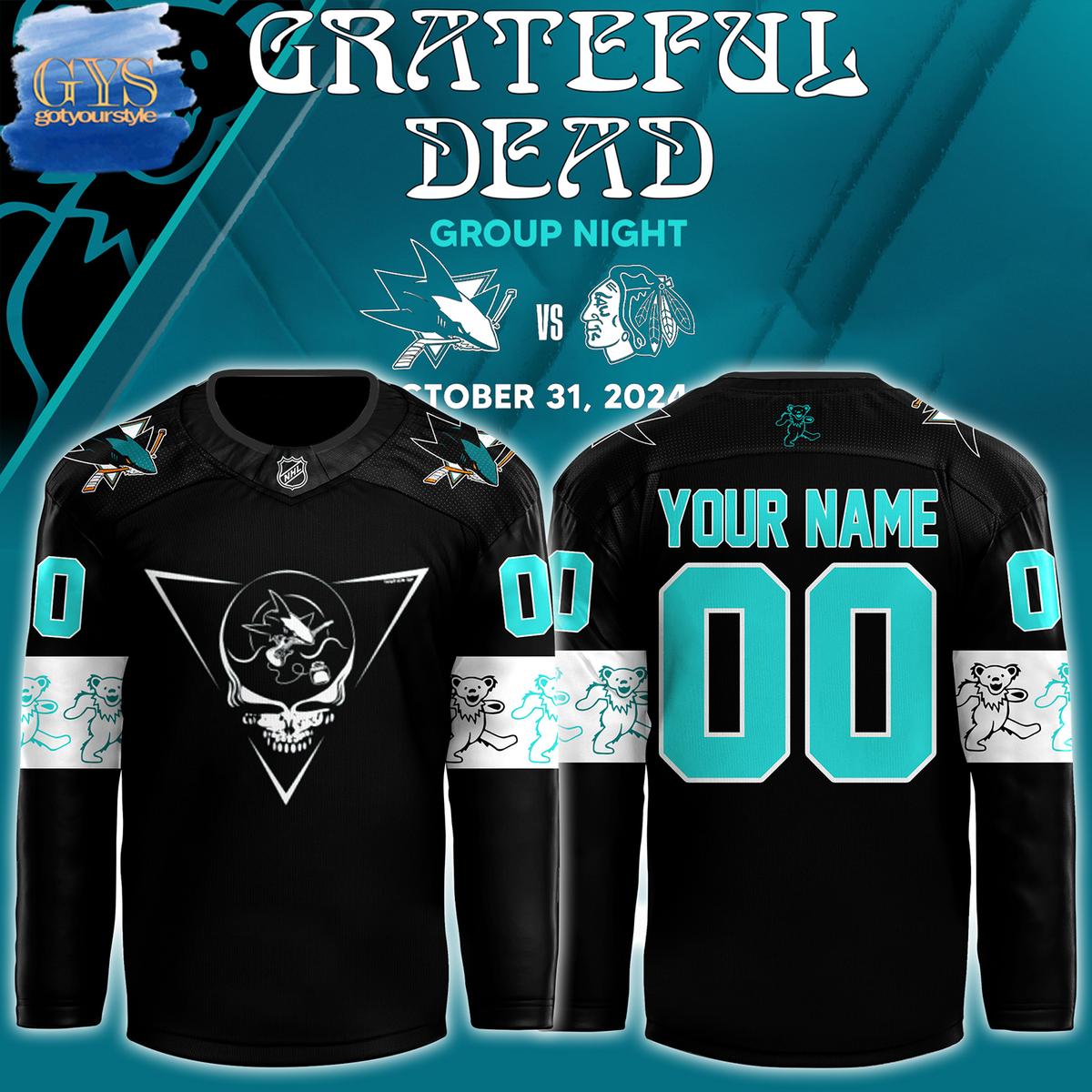 San Jose Sharks Grateful Dead Night 2024 Hockey Jersey