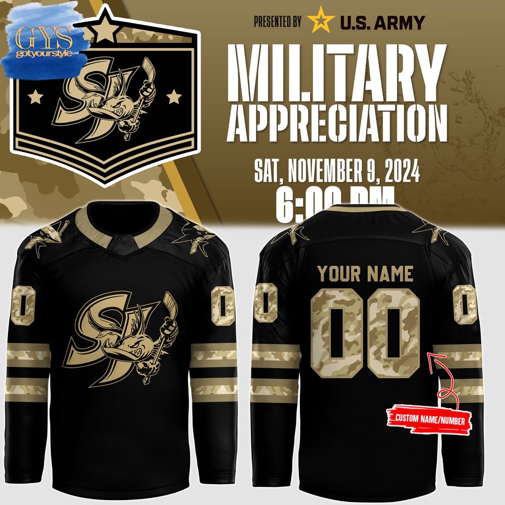 San Jose Sharks Military Appreciation 2024 Limited Edition Hockey Jersey