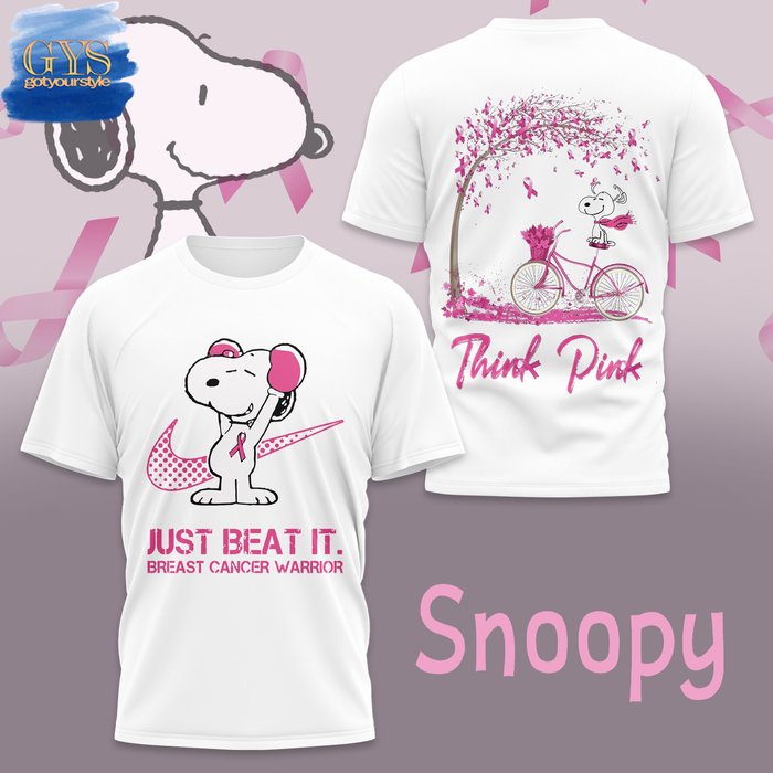 Snoopy Just Beat It Breast Cancer Warrior Limited T-Shirt