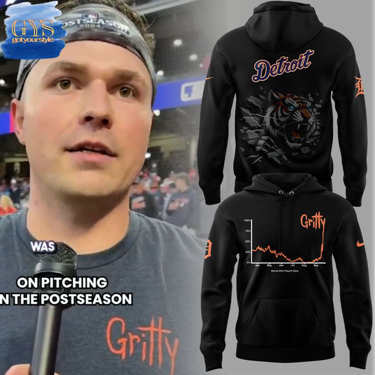 Tarik Skubal x Detroit Tigers Gritty 2024 Hoodie