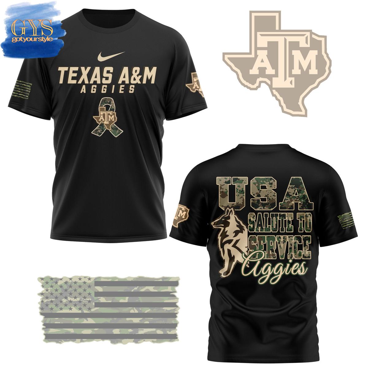 Texas Aggies USA Salute To Service Black Shirt