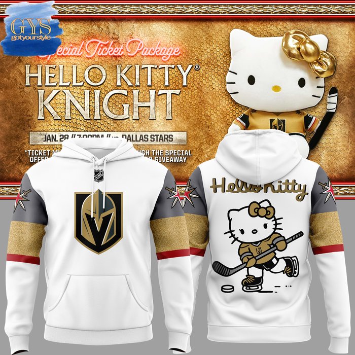 Vegas Golden Knights Hello Kitty 2024 White Hoodie