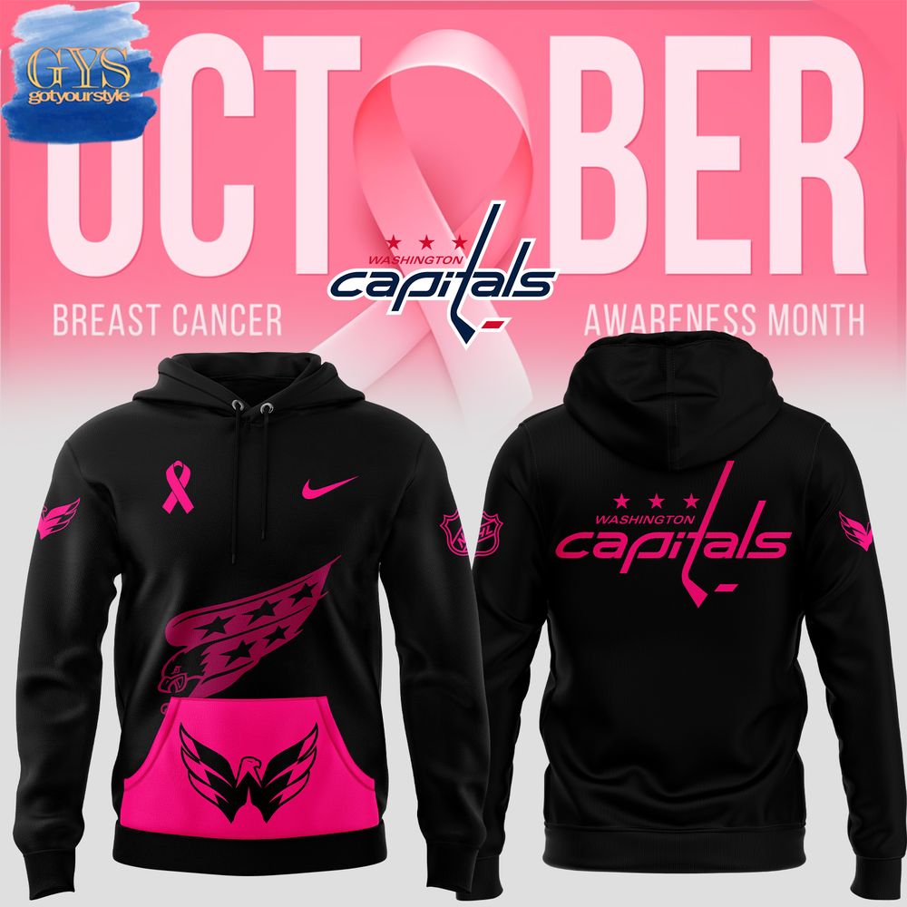 Washington Capitals 2024 NHL Breast Cancer Awareness Month Pullover Hoodie