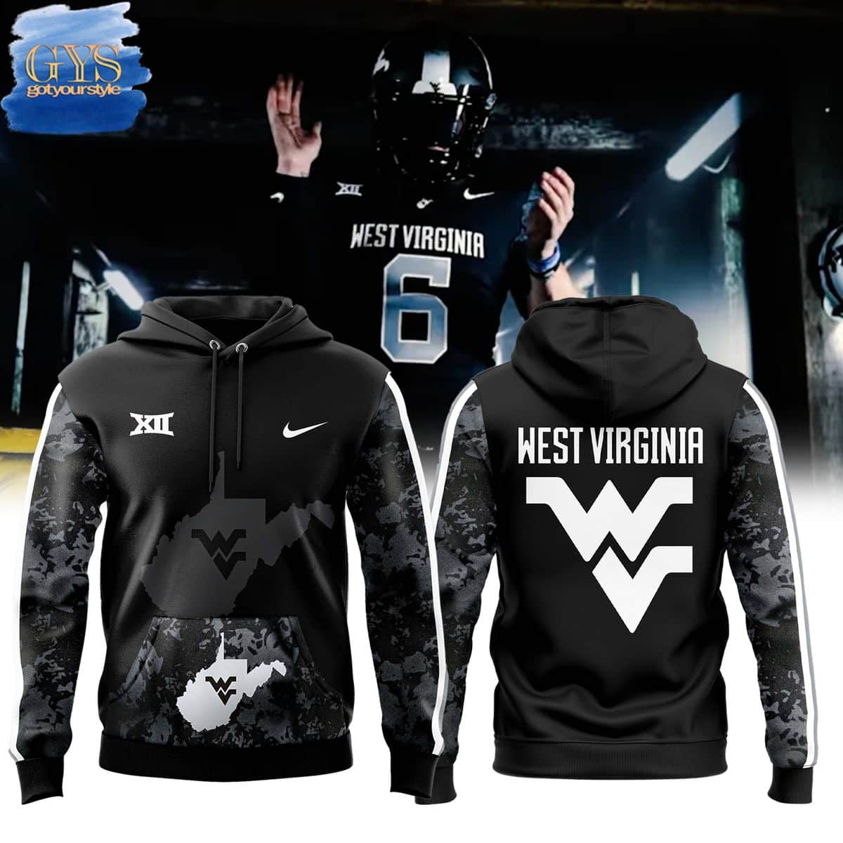 West Virginia 2024 Coal Rush Limited Edition Blackout Hoodie