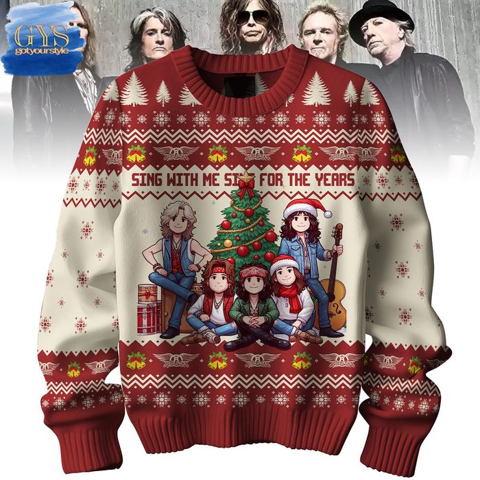 Aerosmith Sing With Me Ugly Christmas Sweater