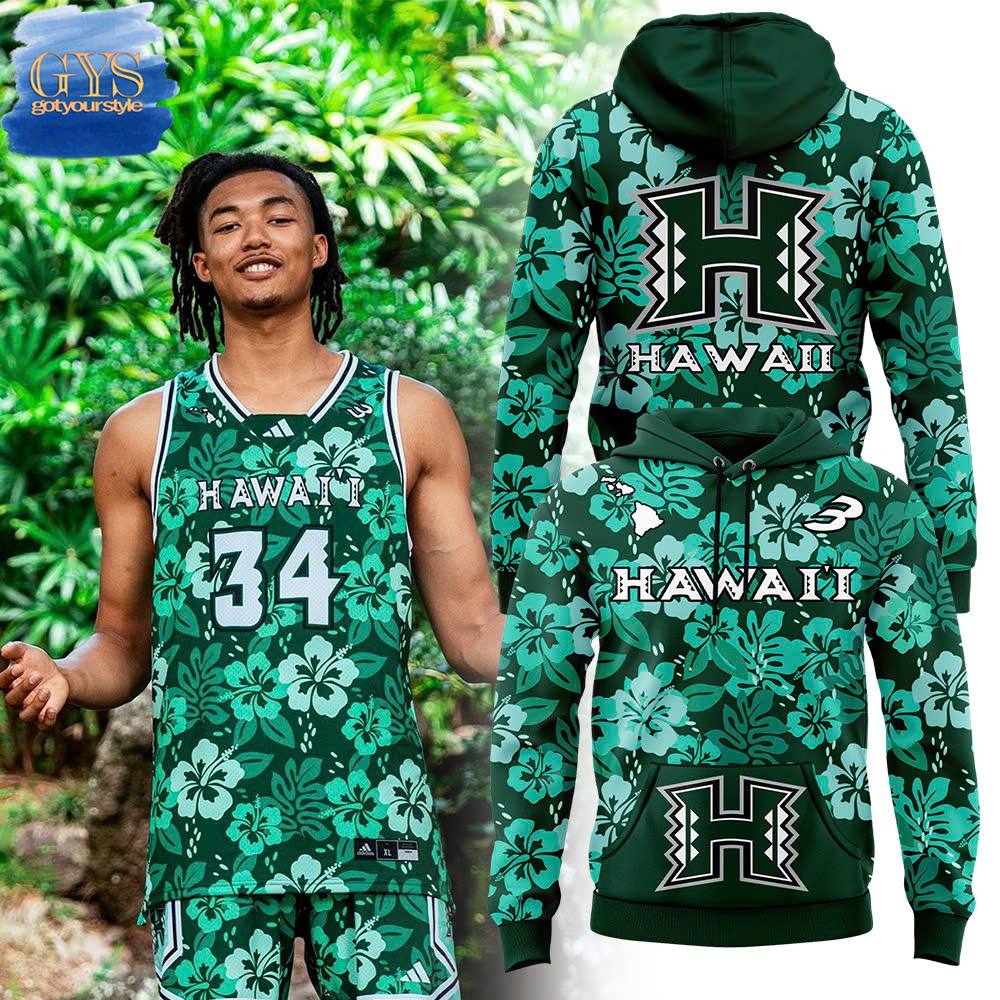 Hawaii Rainbow Warriors Basketball New Flowers Hoodie