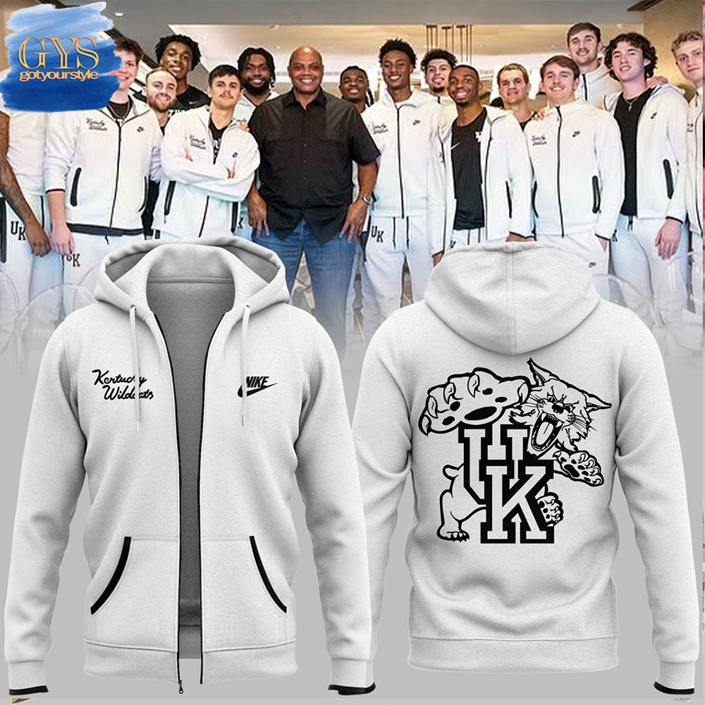 Kentucky Wildcats 2024 Black And White Basketball Zip Hoodie