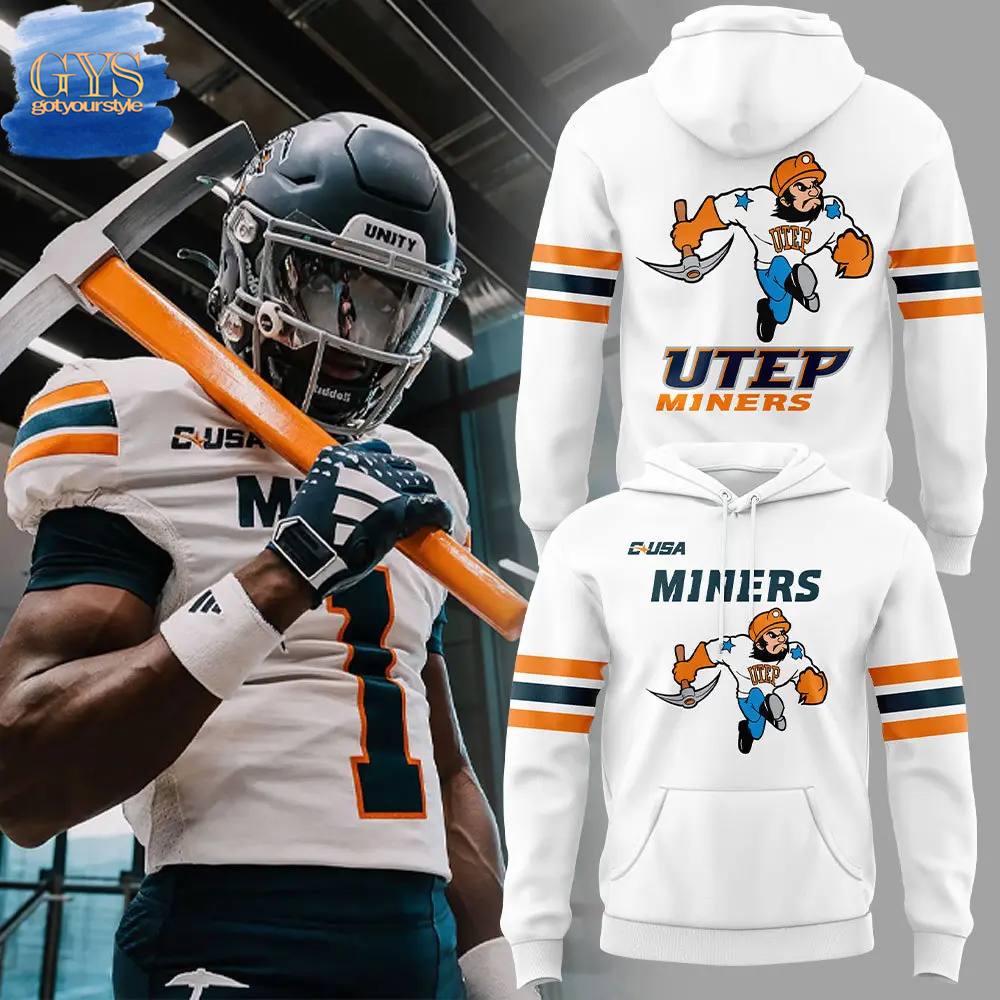 Limited Edition UTEP Miners Football New Edition Uniform White Hoodie