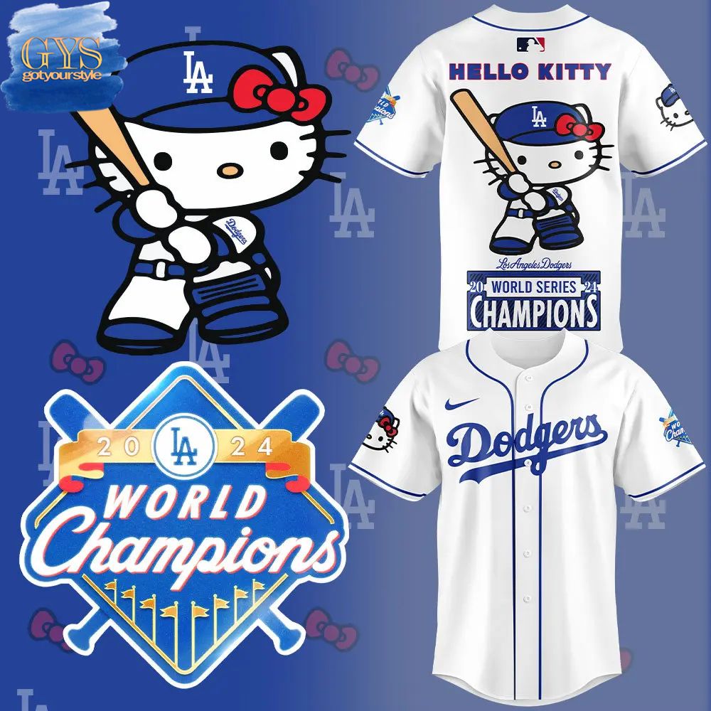 Los Angeles Dodgers World Series Champions 2024 Hello Kitty Limited Baseball Jersey