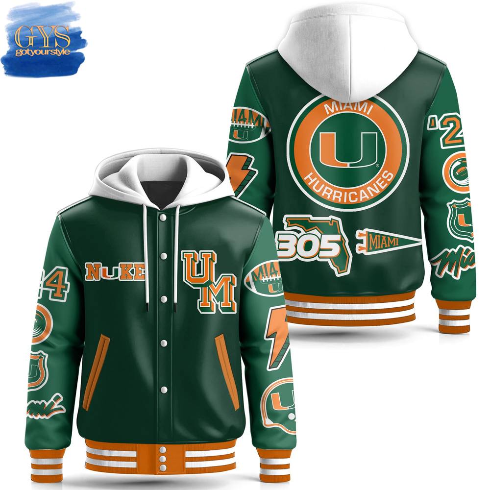 Miami Hurricanes Nuke 305 Hooded Baseball Jacket