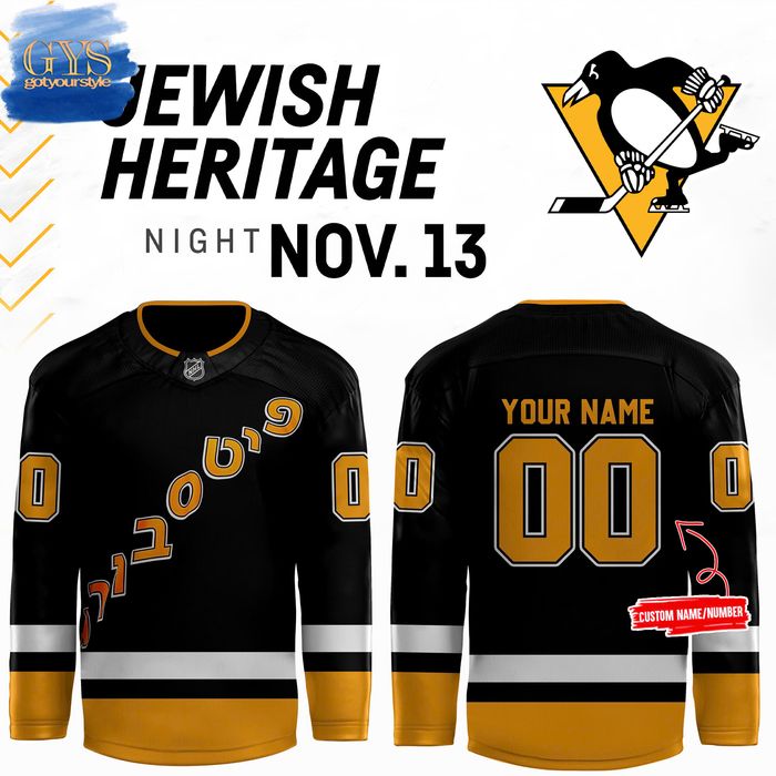 Pittsburgh Penguins Jewish Heritage Night 2024 Hockey Jersey