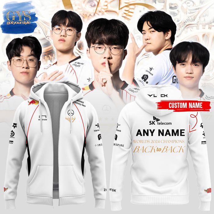 T1 Worlds Champions Limited White Zip Hoodie