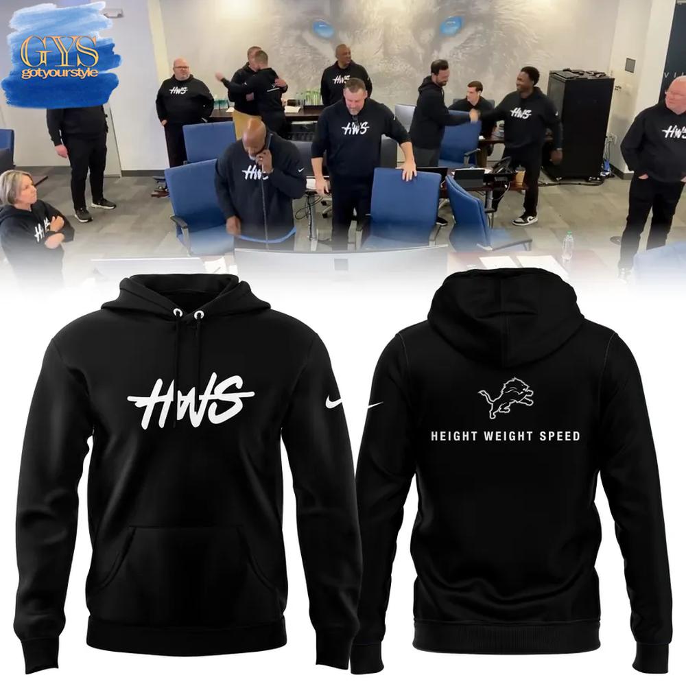 Detroit Lions Height Weight Speed 2025 Limited Edition Black Hoodie
