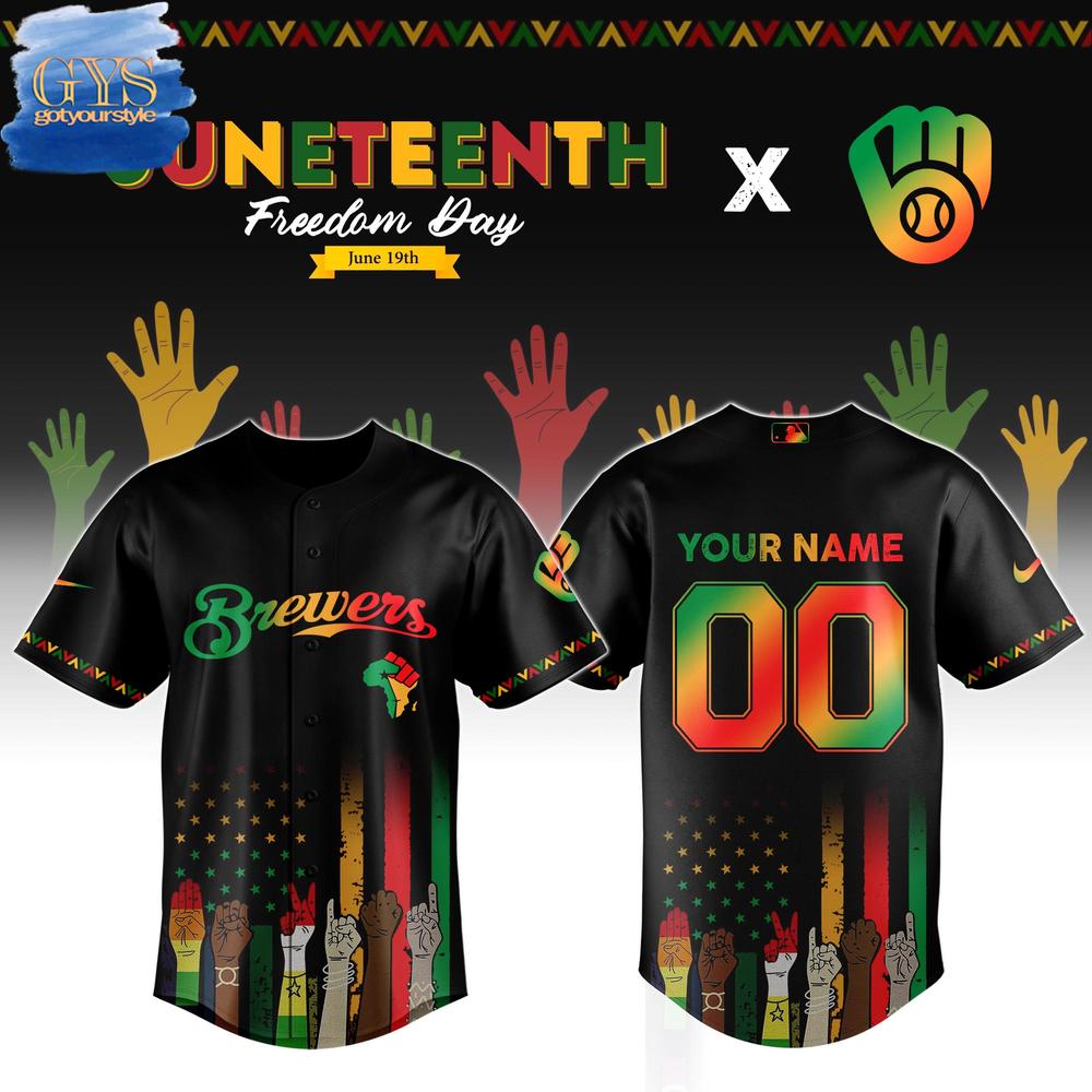 Milwaukee Brewers MLB x Juneteenth Freedom Day Baseball Jersey