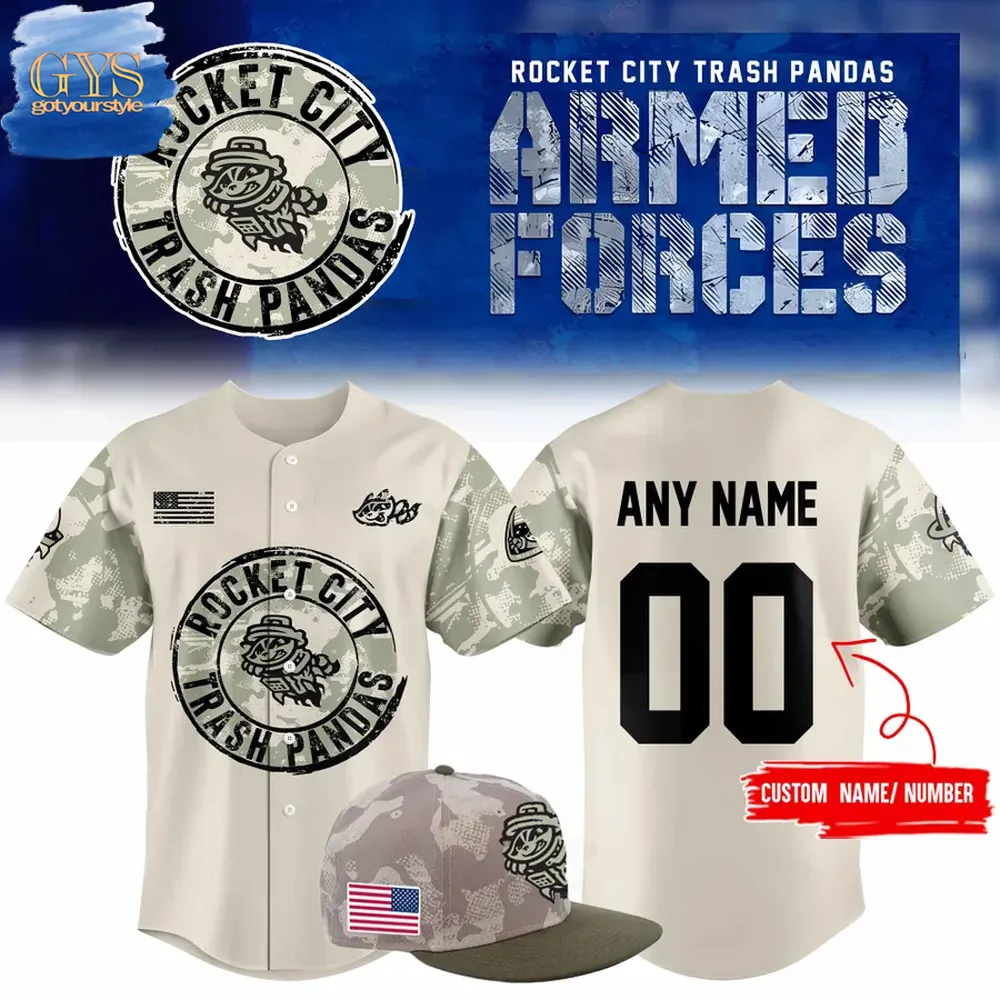 Rocket City Trash Pandas 2025 Armed Forces Baseball Jersey