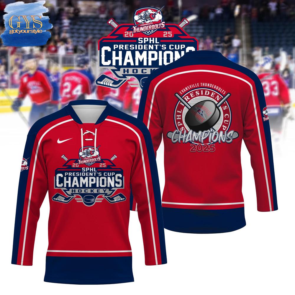 Evansville Thunderbolts 2025 SPHL Champions Limited Edition Hockey Jersey