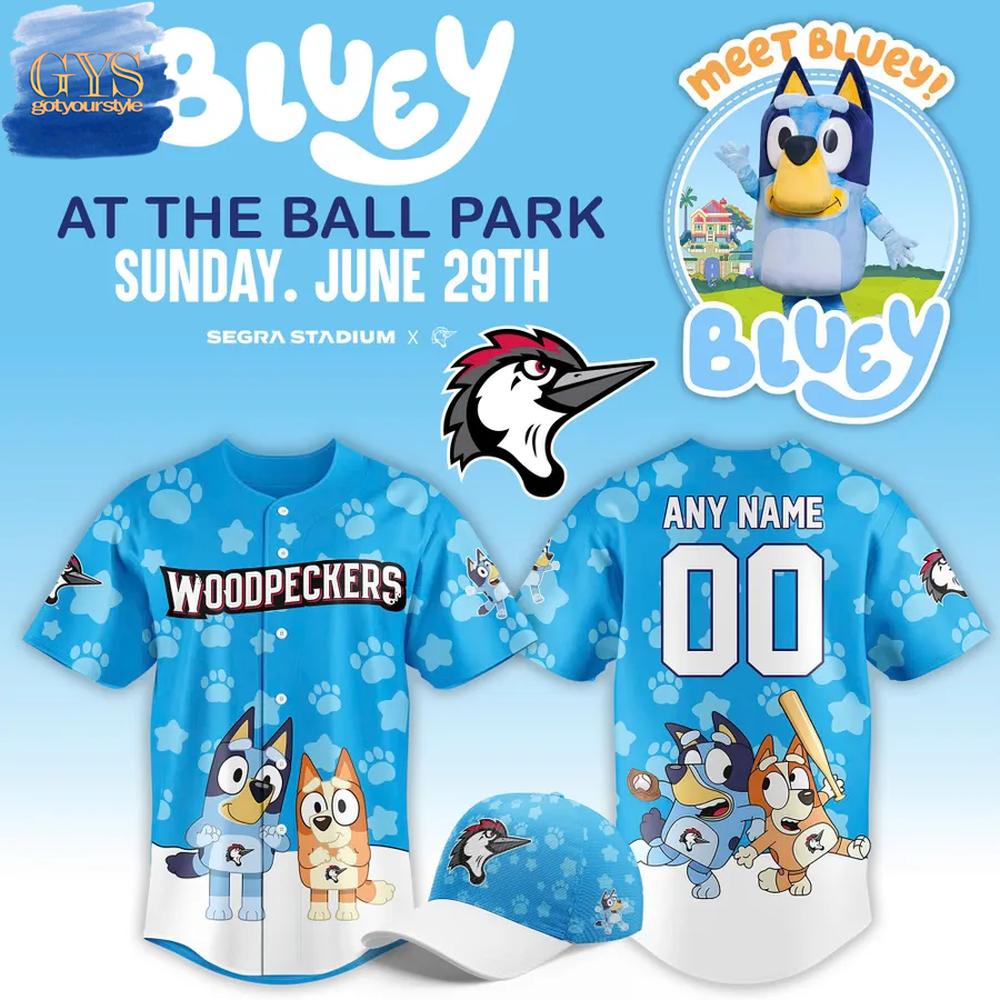 Fayetteville Woodpeckers Bluey Limited Edition Baseball Jersey