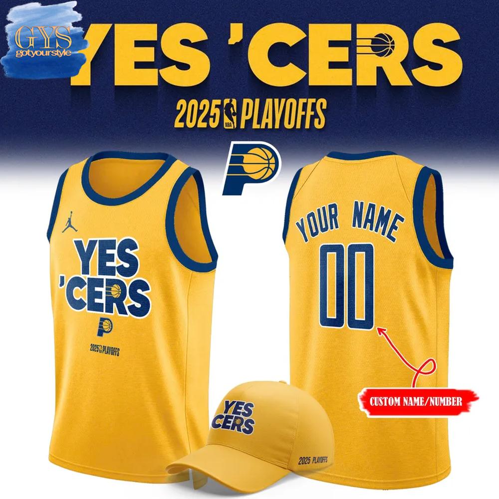 Indiana Pacers Yes ‘Cers 2025 NBA Playoffs Custom Basketball Jersey