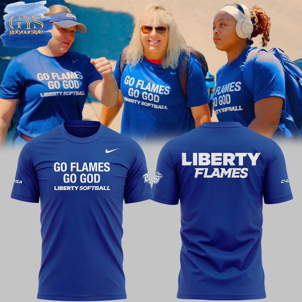 Liberty Flames Go Flames Go God Blue Shirt