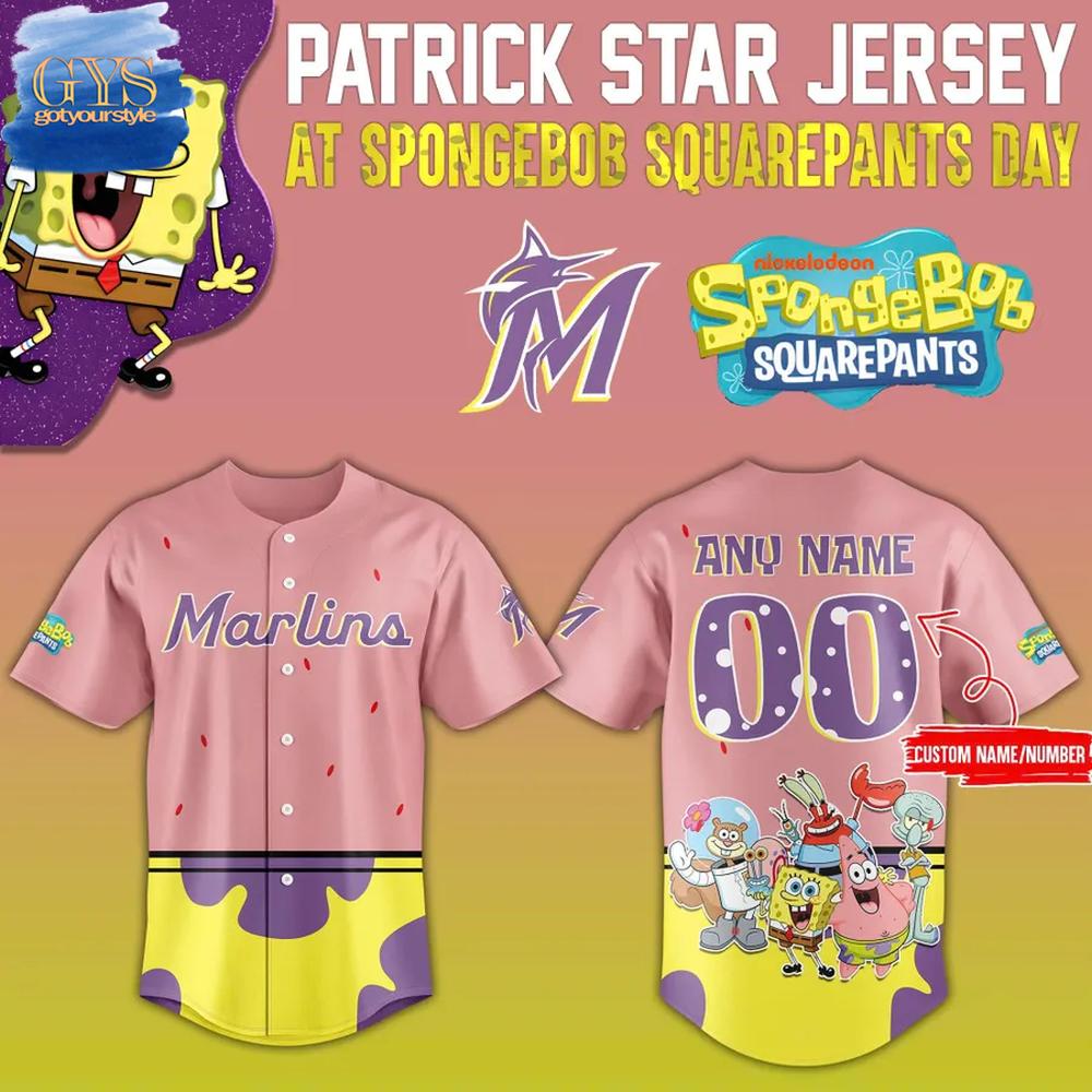 Miami Marlins x SpongeBob SquarePants Day Baseball Jersey
