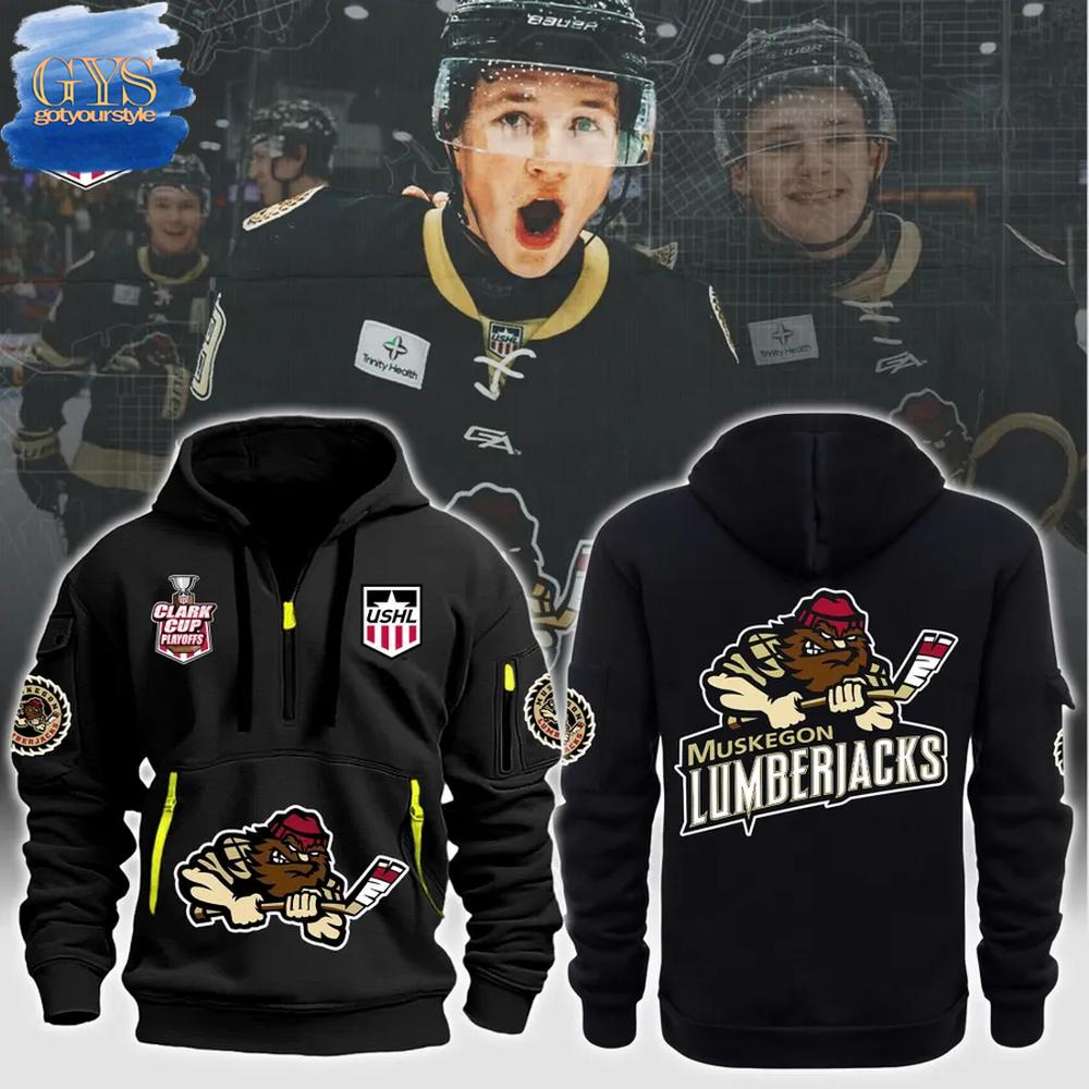 Muskegon Lumberjacks 2025 Clark Cup Playoffs Quarter Zip Hoodie
