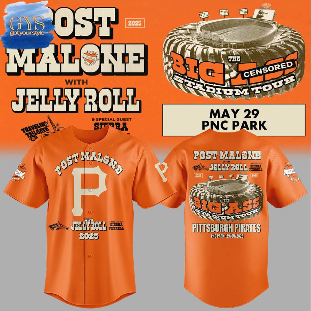 Pittsburgh Pirates x Post Malone x Jelly Roll Stadium Tour Baseball Jersey