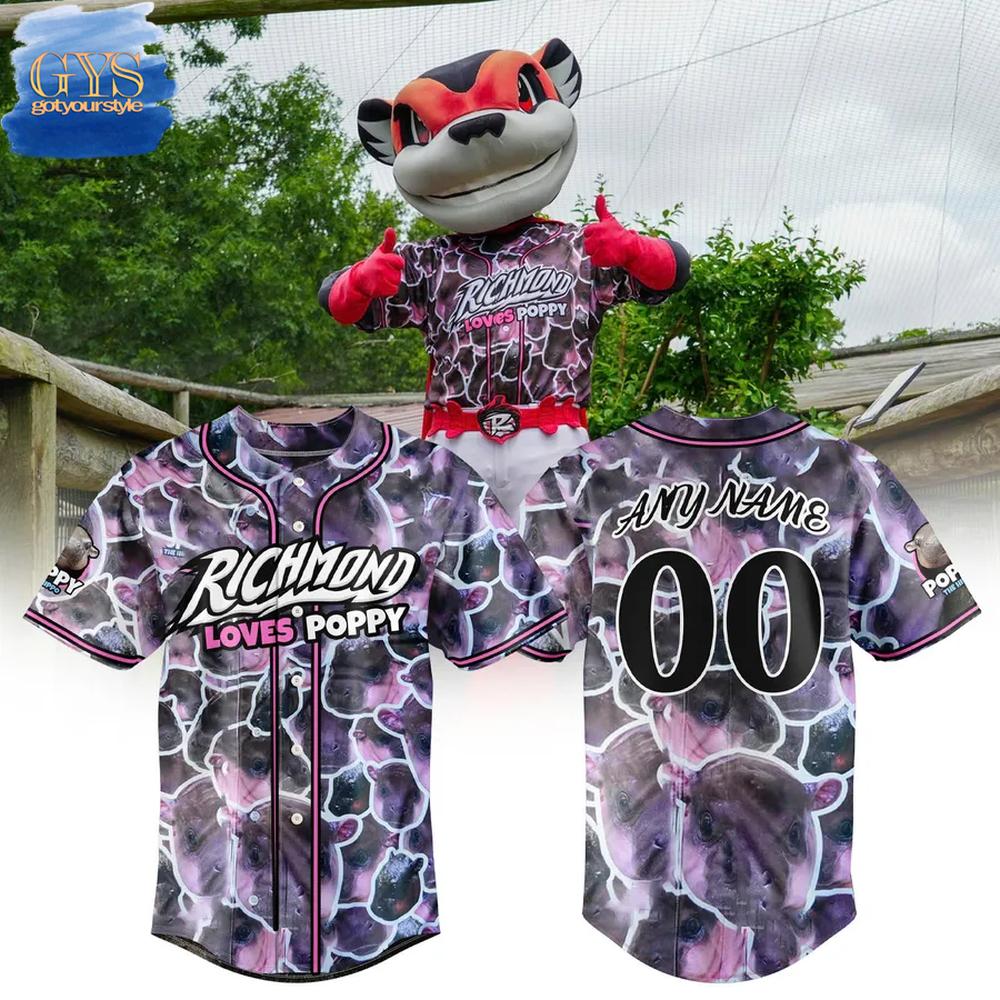 Richmond Flying Squirrels x Poppy The Hippo Limited Edition Baseball Jersey