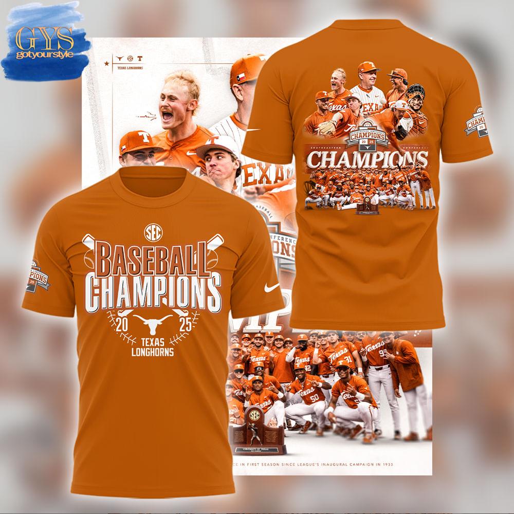 Texas Longhorns 2025 Baseball Tournament Champions Merchandise