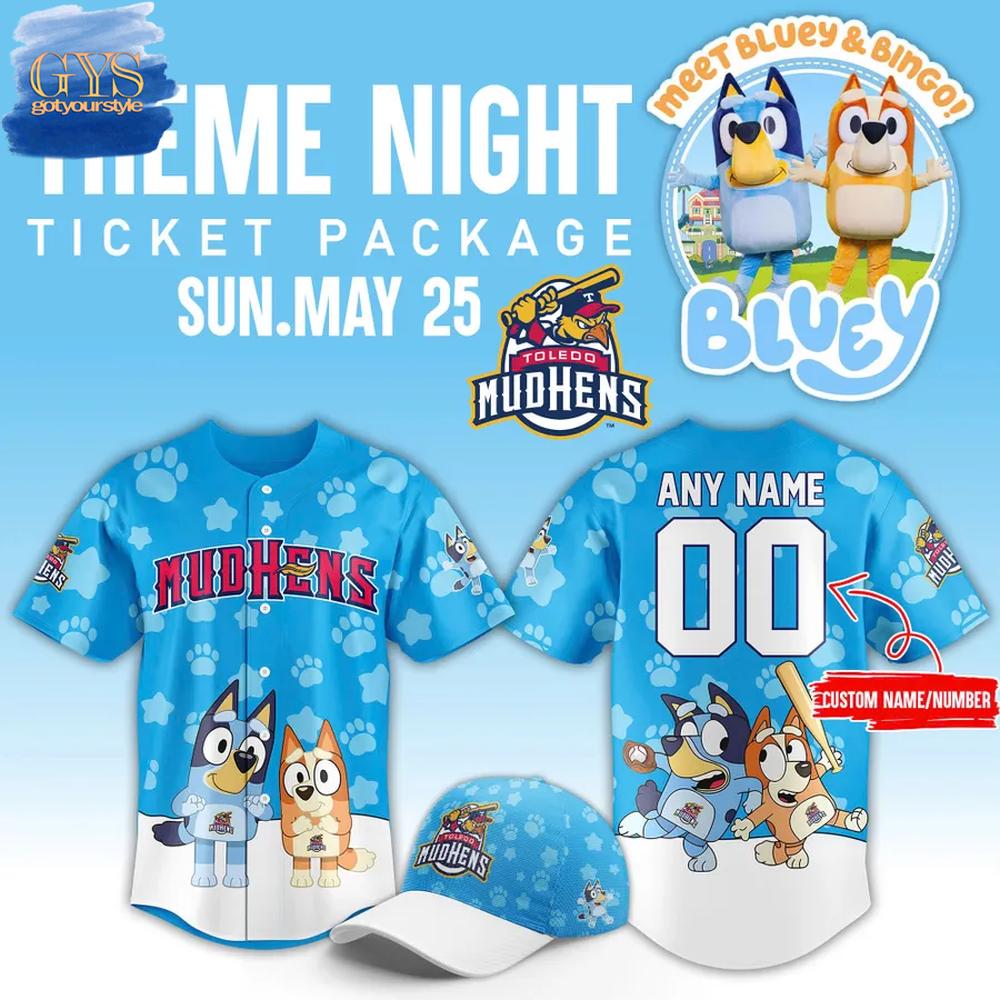 Toledo Mud Hens x Bluey Personalized Limited Edition Baseball Jersey