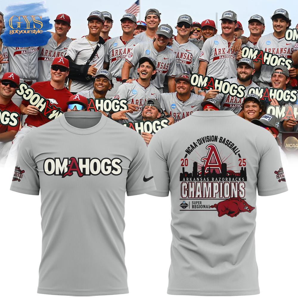 Arkansas Razorbacks Baseball Super Regionals Champions Grey Merch Collection