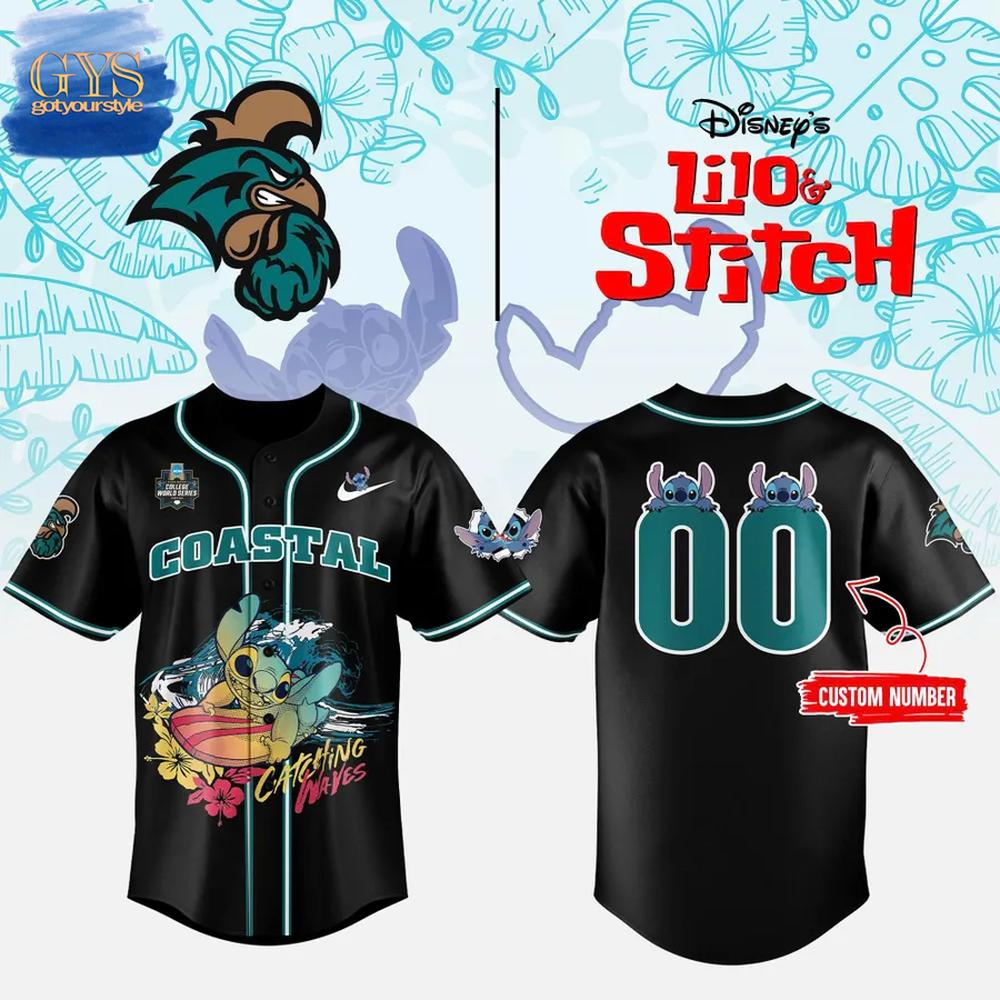 Coastal Carolina x Stitch Catching Waves Baseball Jersey