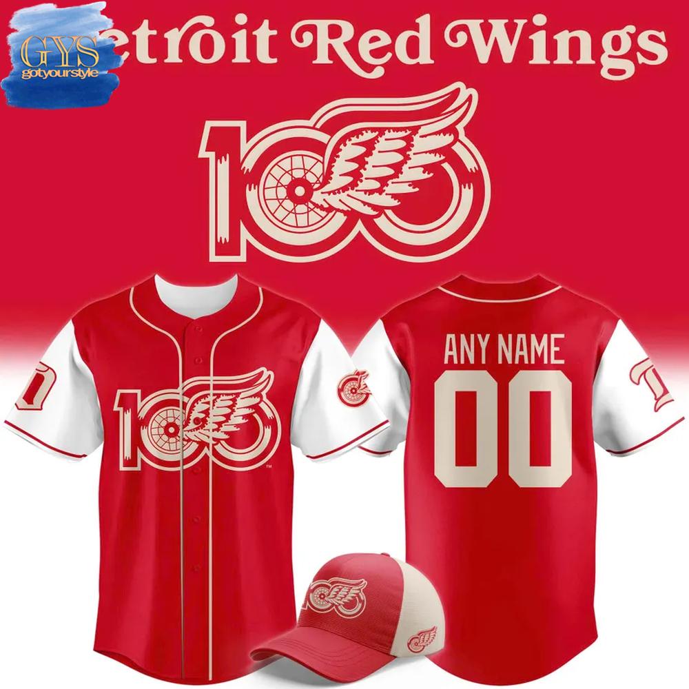 Detroit Red Wings 100 Years Of Hockeytown Special Edition Baseball Jersey