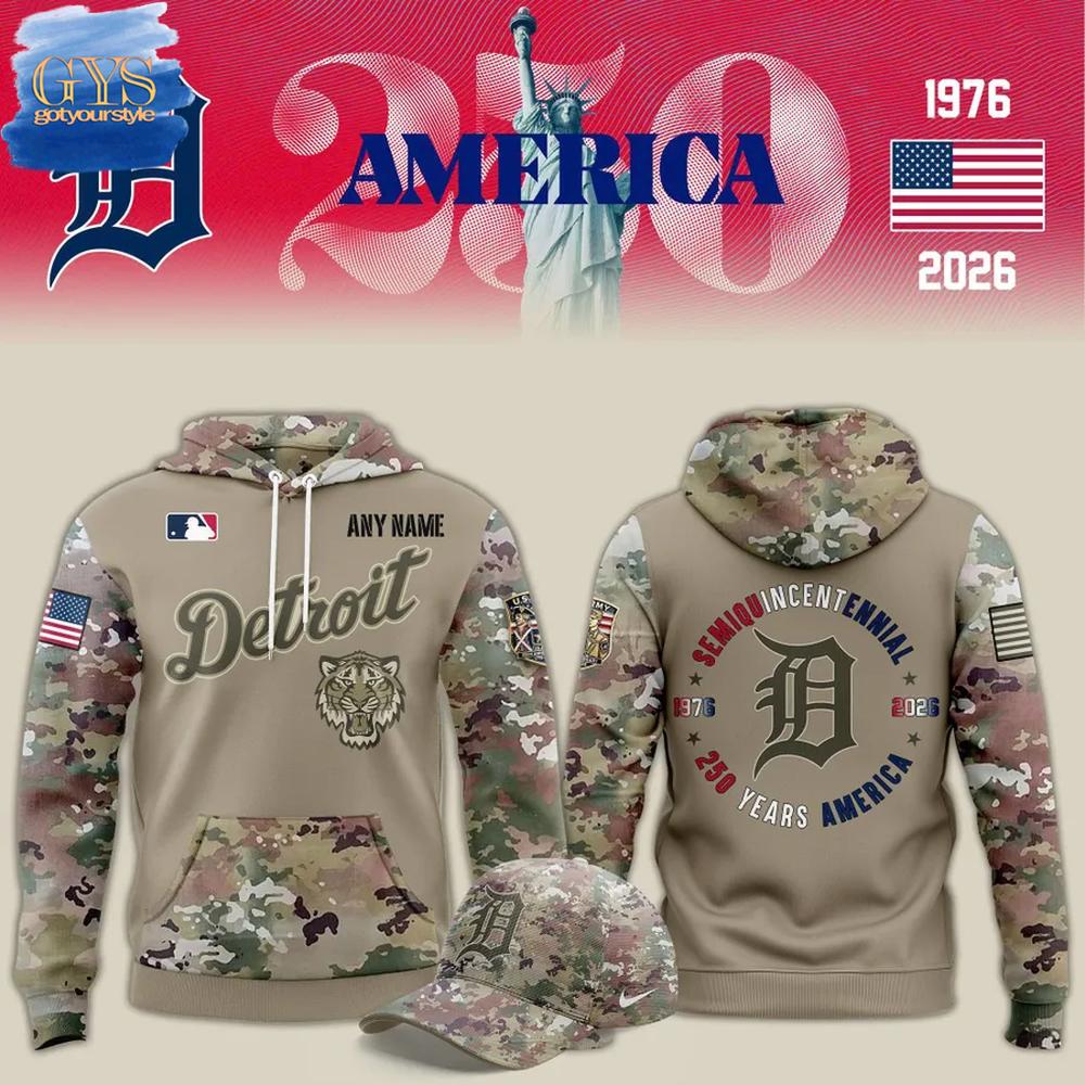 Detroit Tigers 250 Years America x Flag Day Limited Edition Camo Hoodie
