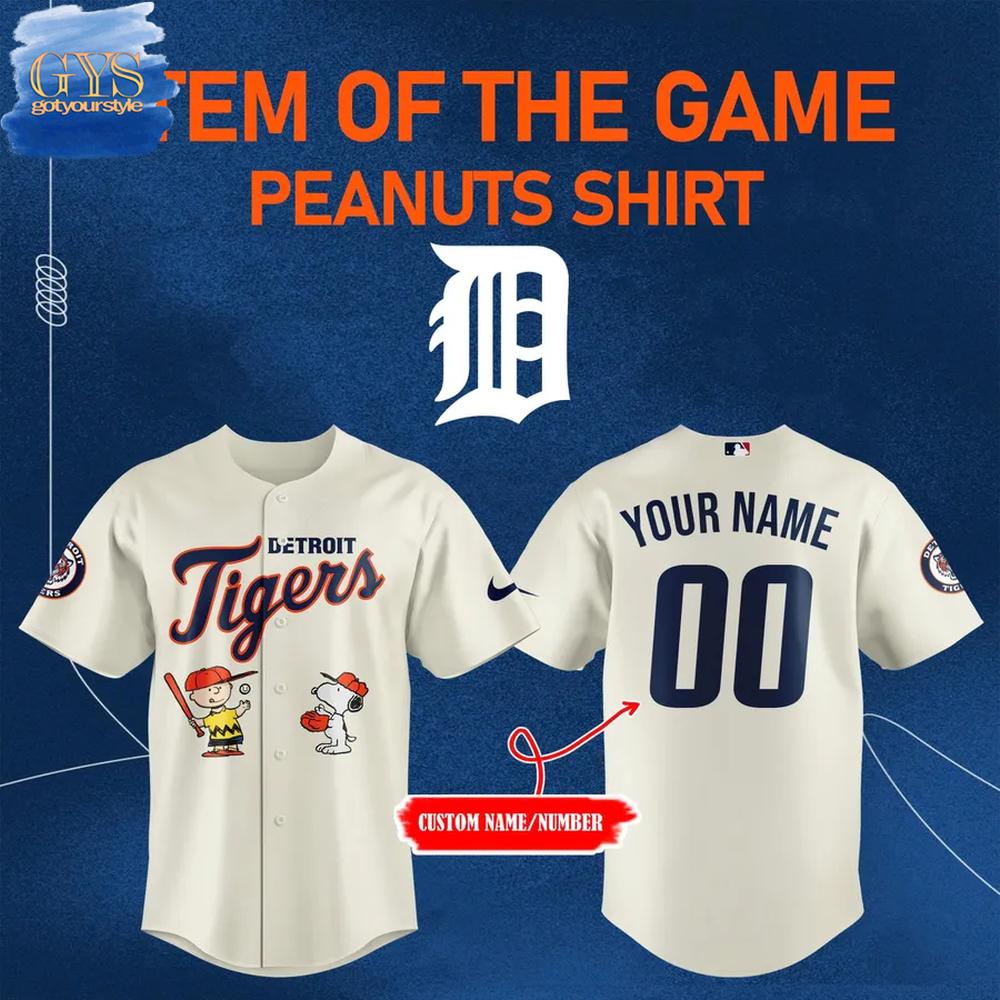 Detroit Tigers x Peanuts Personalized Baseball Jersey