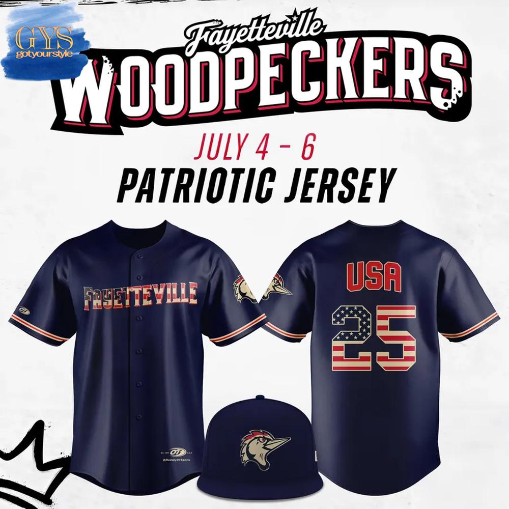 Fayetteville Woodpeckers 2025 Patriotic Night Limited Edition Baseball Jersey