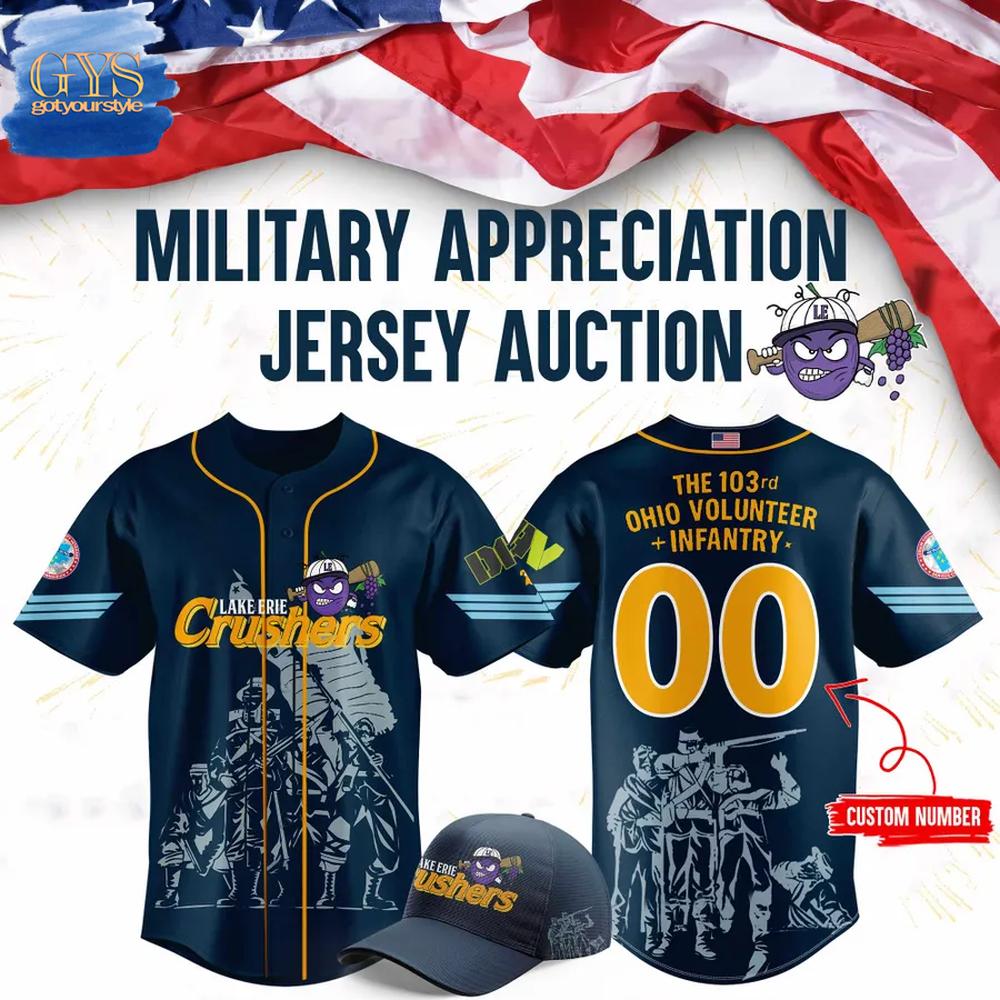 Lake Erie Crushers Military Appreciation Limited Edition Baseball Jersey