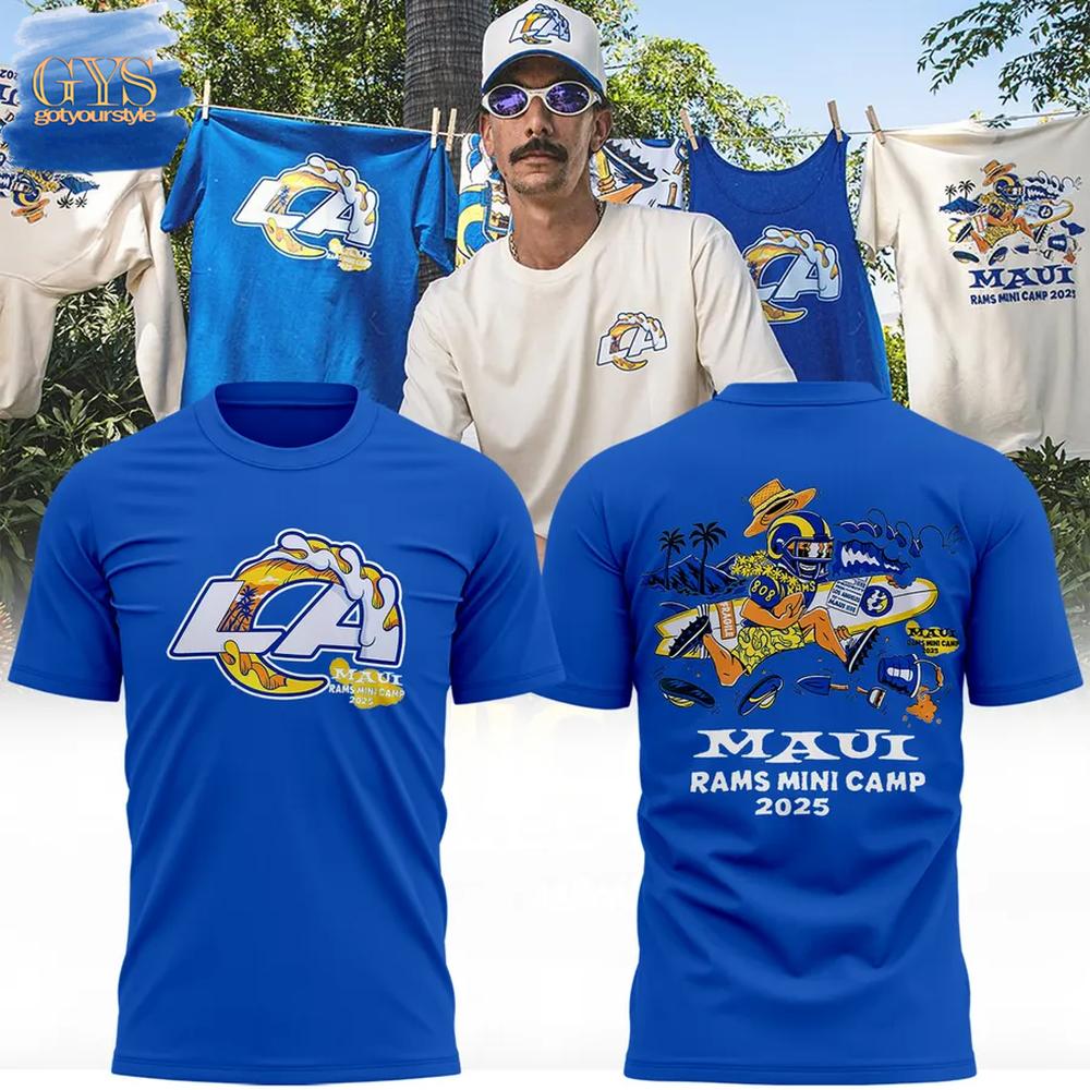 Los Angeles Rams Iconic Wave Artwork Wailea Village T-Shirt