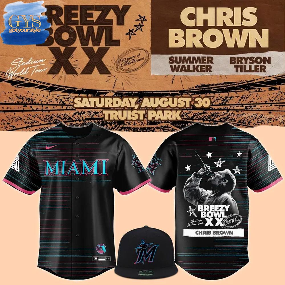 Miami Marlins x Chris Brown BREEZY BOWL XX Concert Baseball Jersey