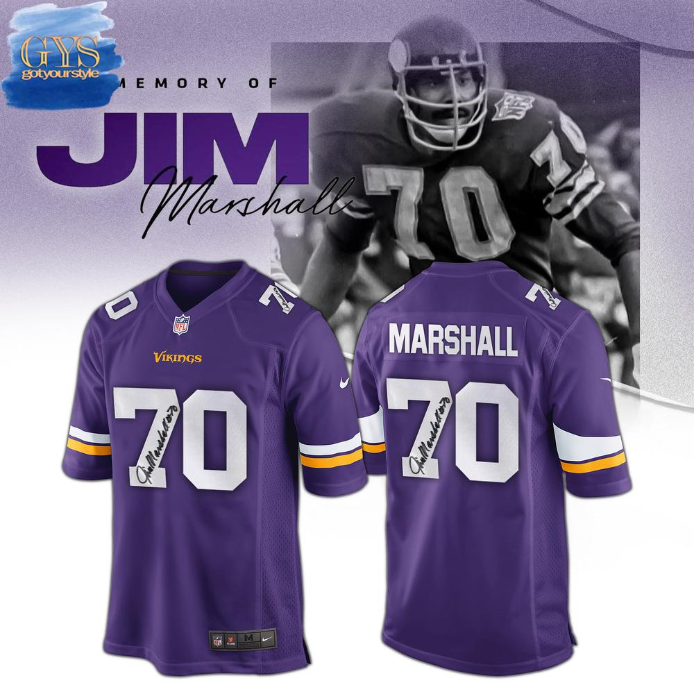 Minnesota Vikings Jim Marshall Signature Limited Edition Football Jersey