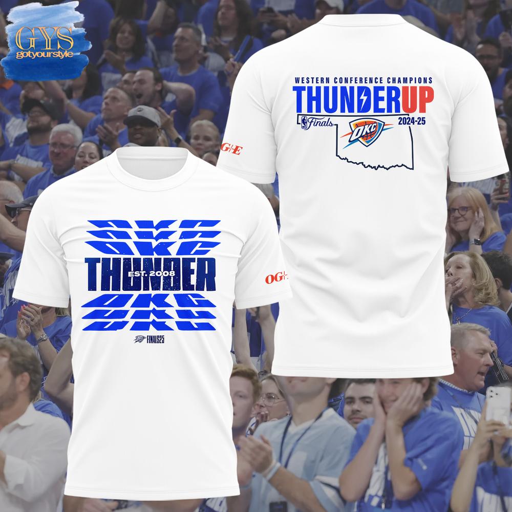 Special New OKC Oklahoma City Thunder NBA Finals White Shirt