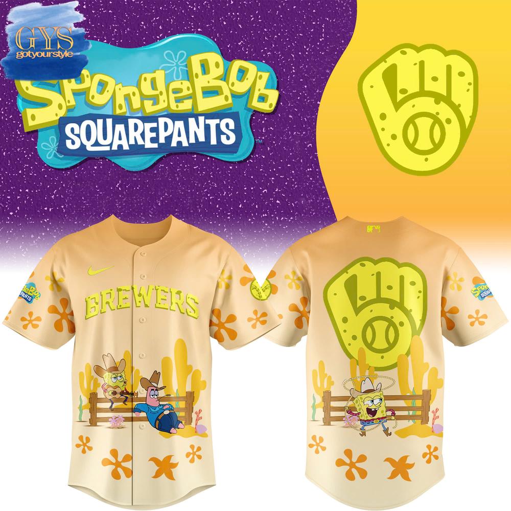 SpongeBob SquarePants Milwaukee Brewers Baseball Jersey