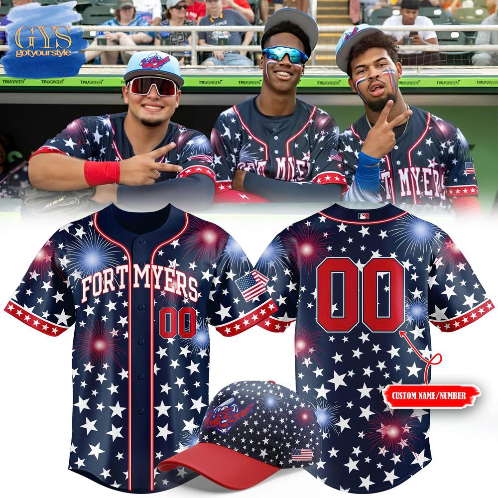 Fort Myers Mighty Mussels Independence Day 2025  Edition Baseball Jersey
