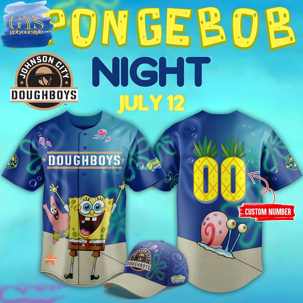 Johnson City Doughboys SpongeBob Night  Edition Baseball Jersey