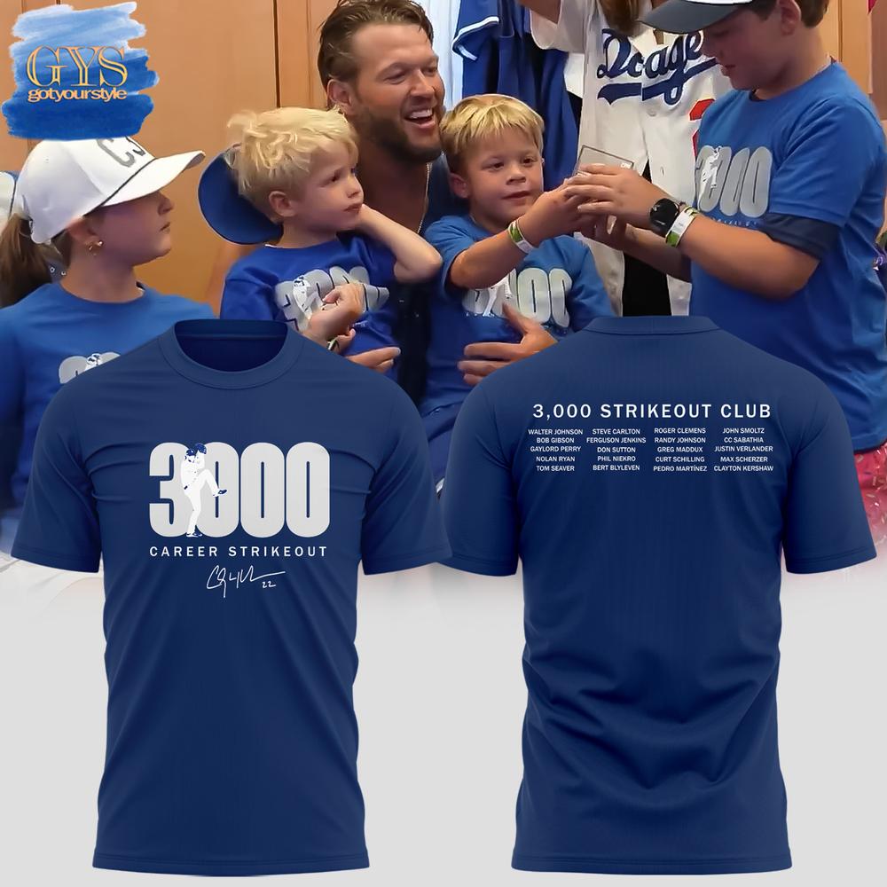 Los Angeles Dodgers Clayton Kershaw’s 3,000th-Strikeout T-Shirt