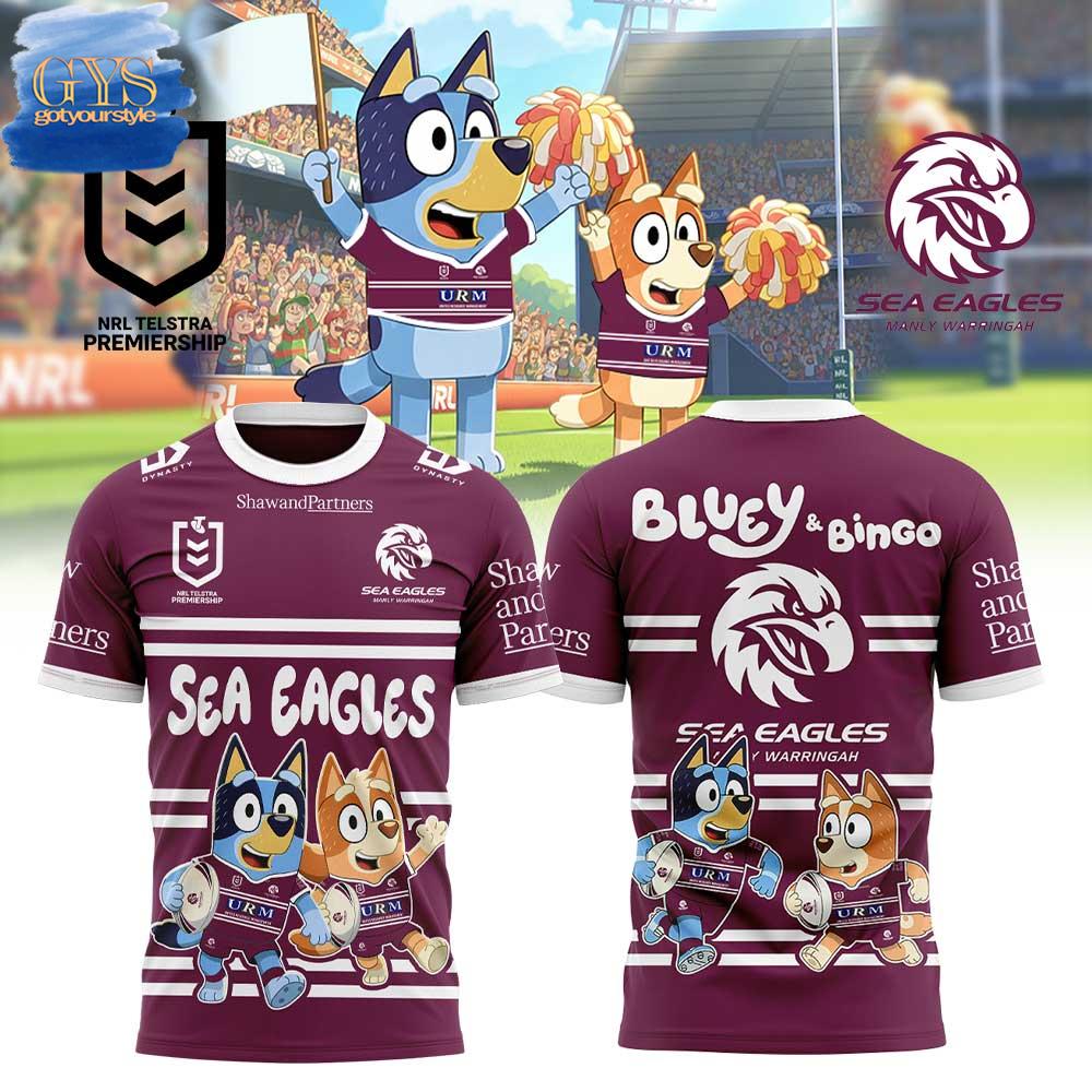 Manly Warringah Sea Eagles Bluey and Bingo Limited Edition T-Shirt